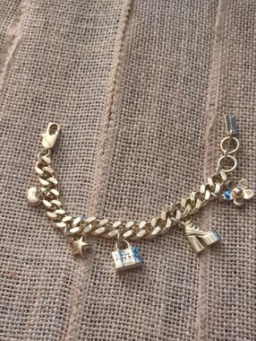 Marc Jacobs Gold Charm Chain Bracelet with Mixed Charms